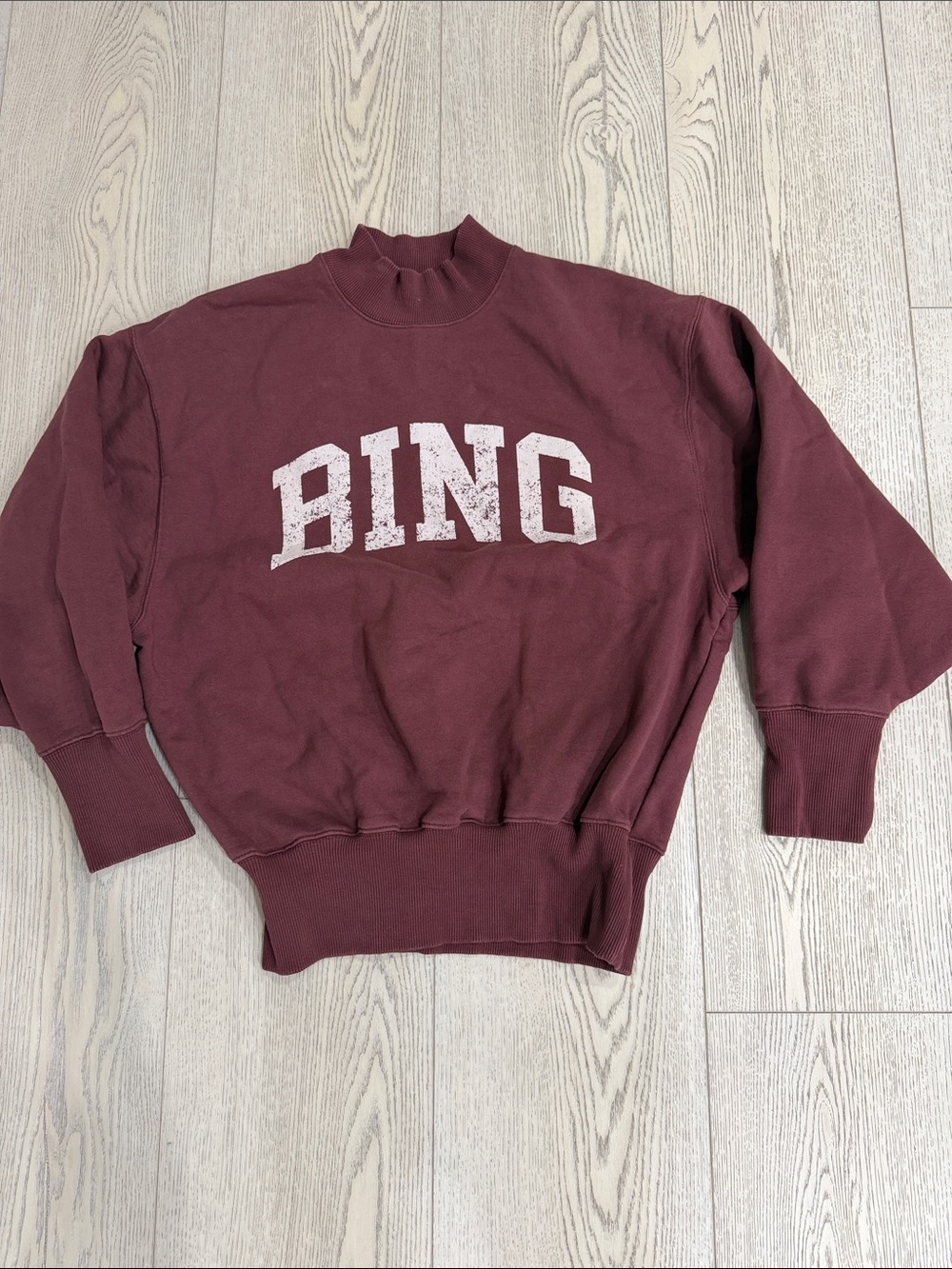 Maroon Crewneck Sweatshirt with 'BING' Chest Print